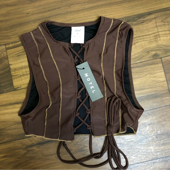 Motel Rocks OLLA BIKINI TOP IN CHOCO BROWN - Picture 2 of 9